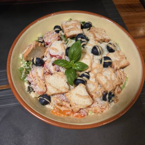 Caesar with Grilled Salmon and Tuna